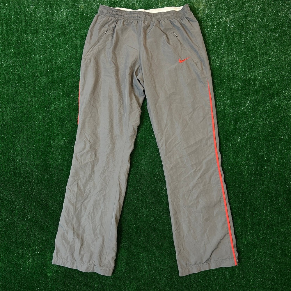 Vintage 2009 Nike Track Pants Mens Medium Grey Orange Fit Dry 350818-081